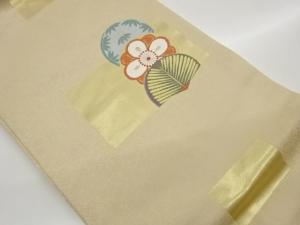 変わり色紙に松竹梅模様織出し名古屋帯